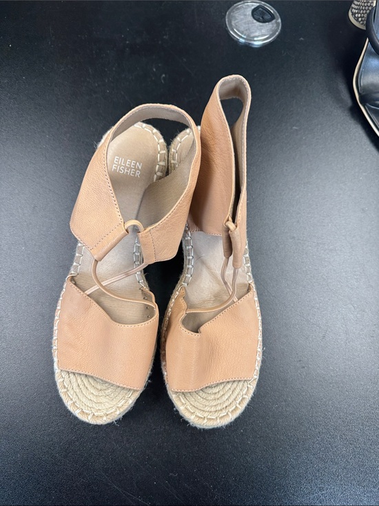 Eileen Fisher Shoes - Eileen Fisher Tan Leather Espadrille Wedge Sandals